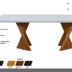 MESA GRIFF BASE DE MADEIRA MACIÇA E TAMPO DE MDF E VIDRO